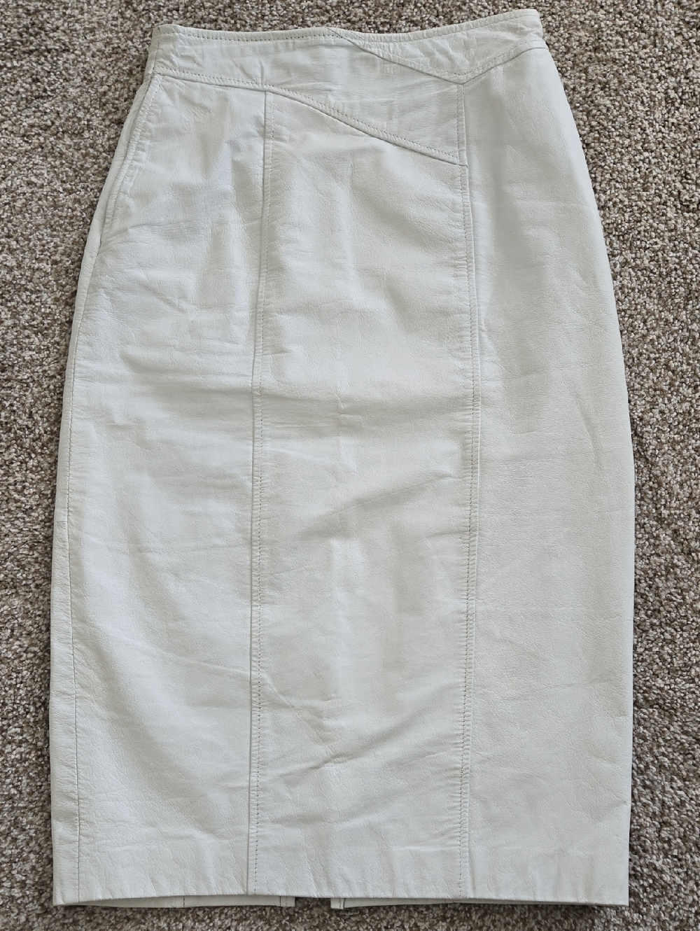 Vintage 90's White Leather Pencil Skirt